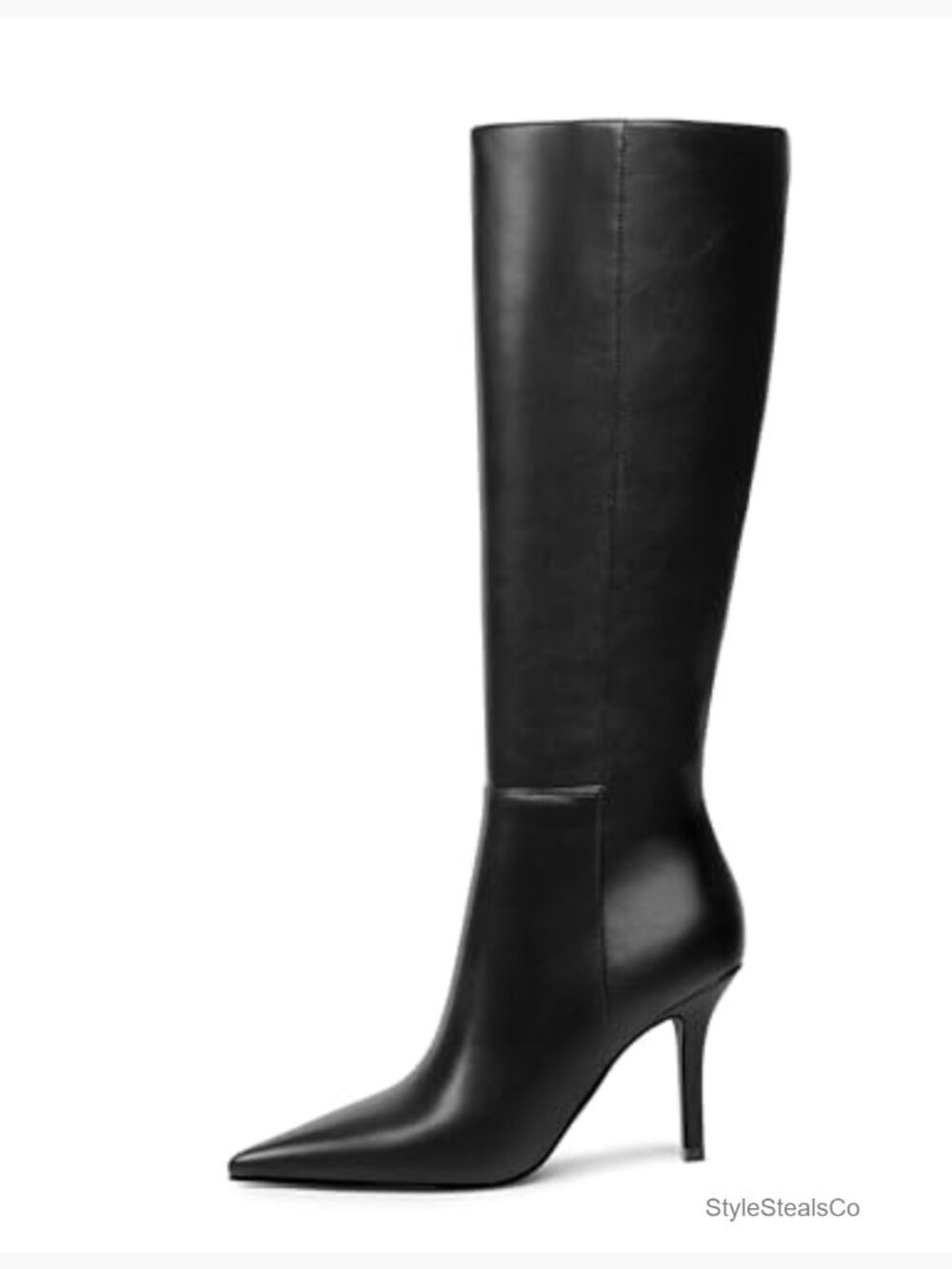 Knee High Boots Stiletto Heel Pointed Toe Tall Zip Leather Fashion Long Boots - Picture 4 of 7